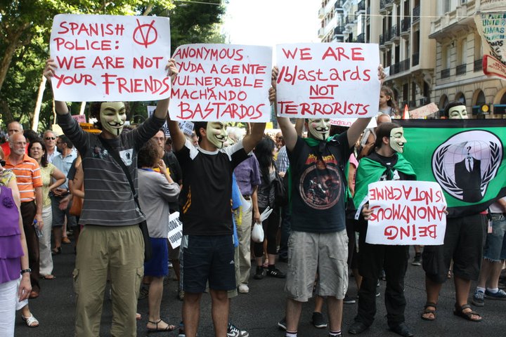Anonymous activists in Puerta del Sol