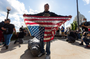 Columbus statue toppled